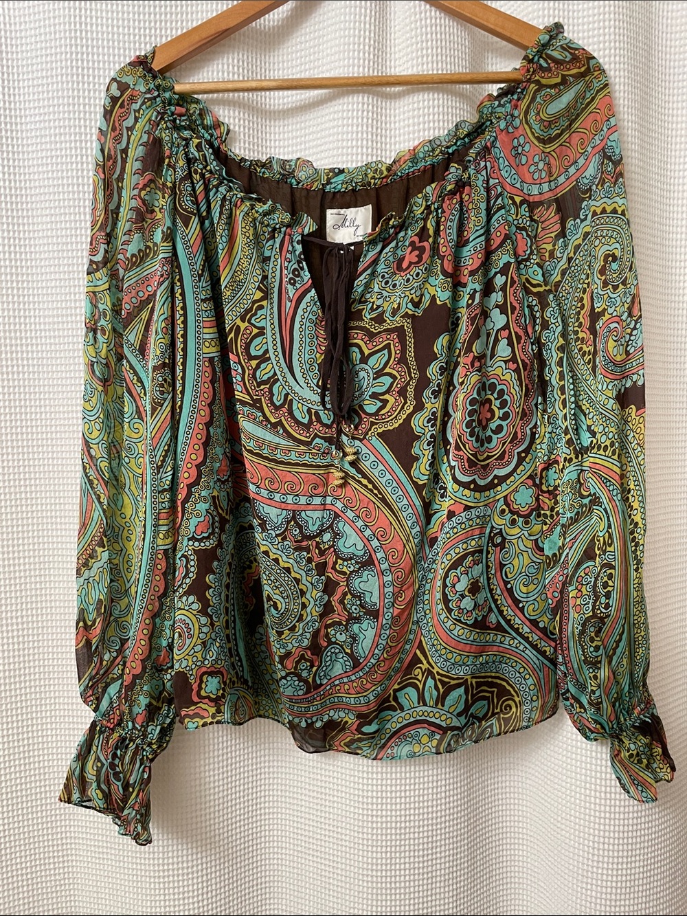 Milly of New York Women’s Silk Boho Paisley Blouse